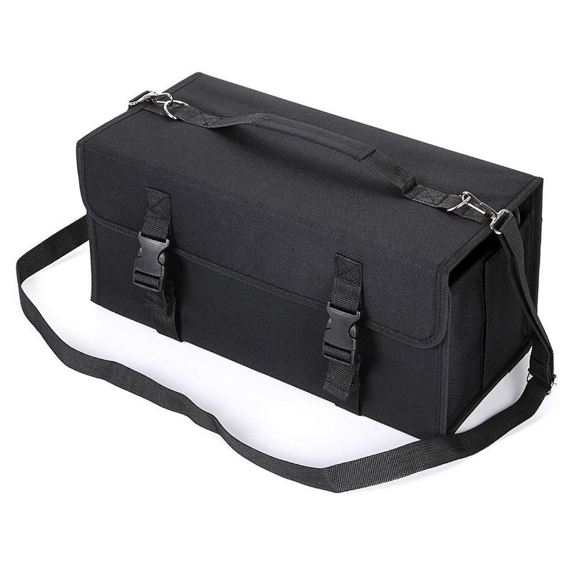 BTSKY New 171 Slots Marker Case Lipstick Organizer-Canvas Markers Holder for for Primascolor Markers and Copic Sketch Markers (Black) - Image 1